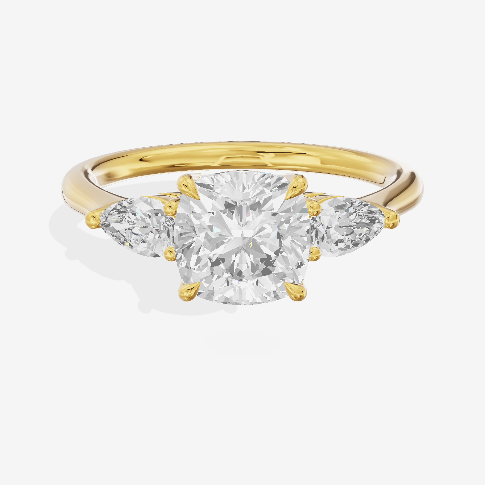 Grand Triade Cushion Three Stone Engagement Ring (2/5 ct. tw.) in 14K Yellow Gold