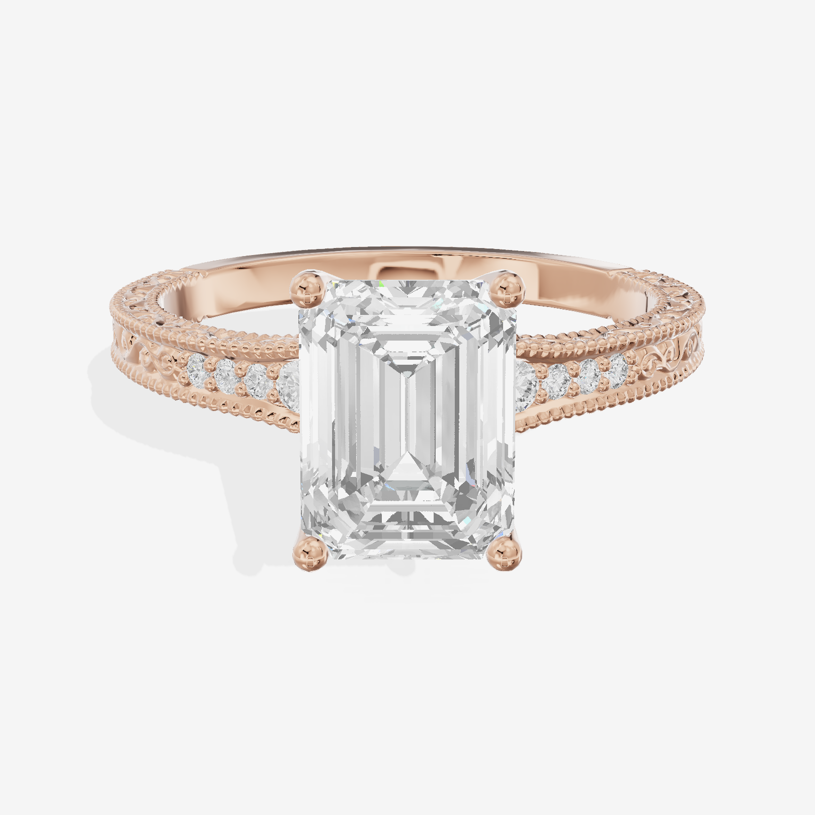Vintage Sincere Emerald Engagement Ring (1/10 ct. tw.) in 18K Rose Gold