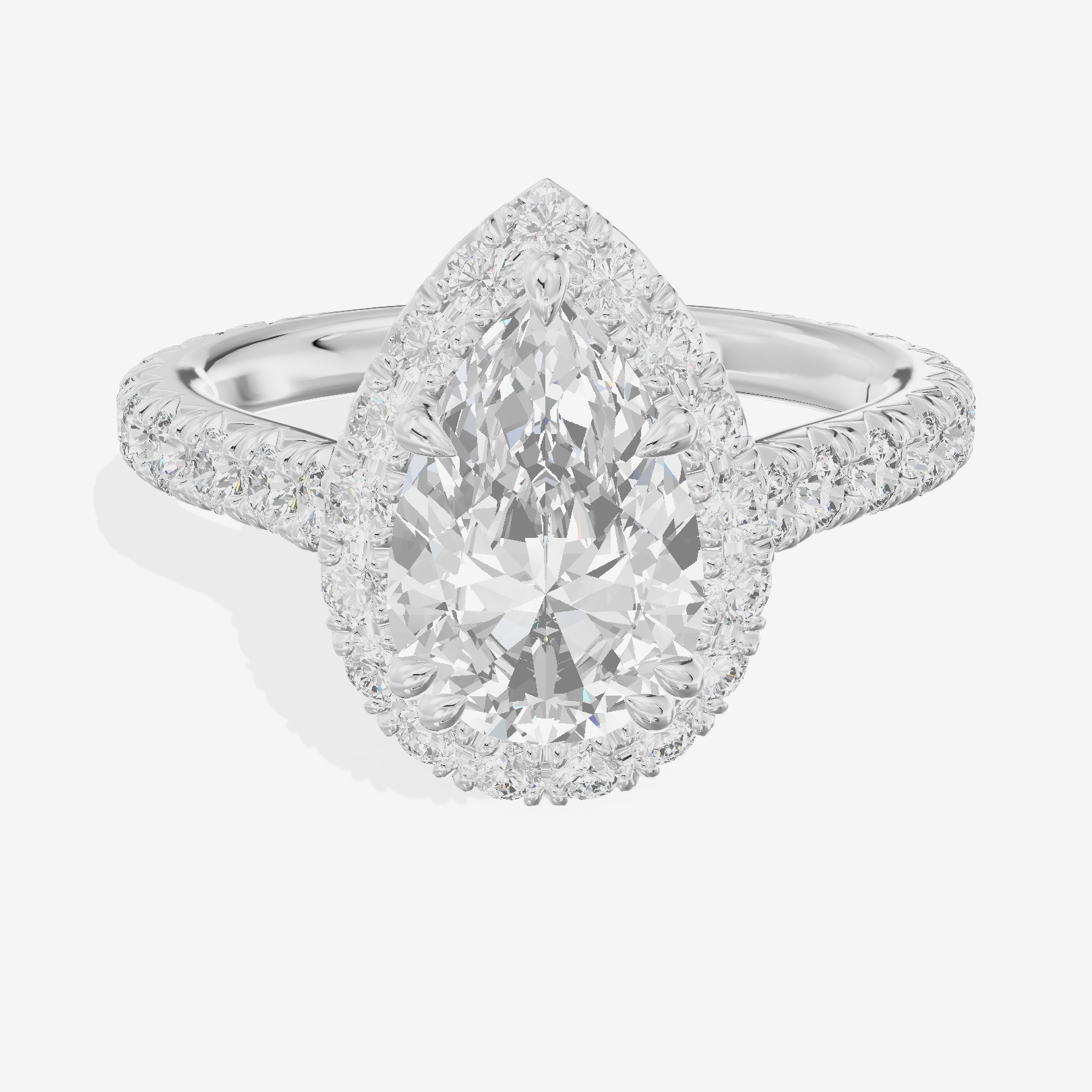 One of One Halo Pear Engagement Ring (3/4 ct. tw.) in 18K White Gold