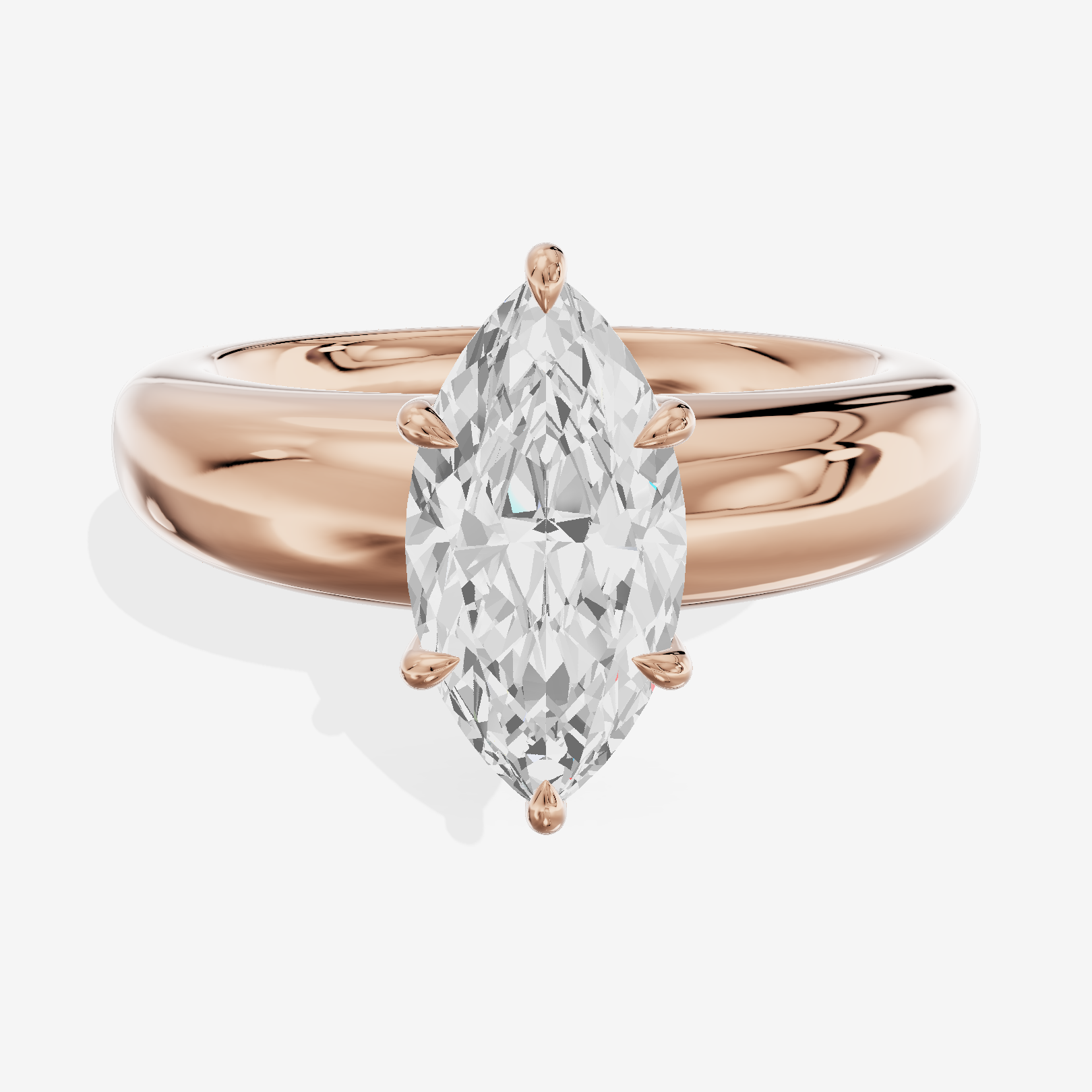 Whispered Adorae 5mm Marquise Solitaire Engagement Ring in 18K Rose Gold