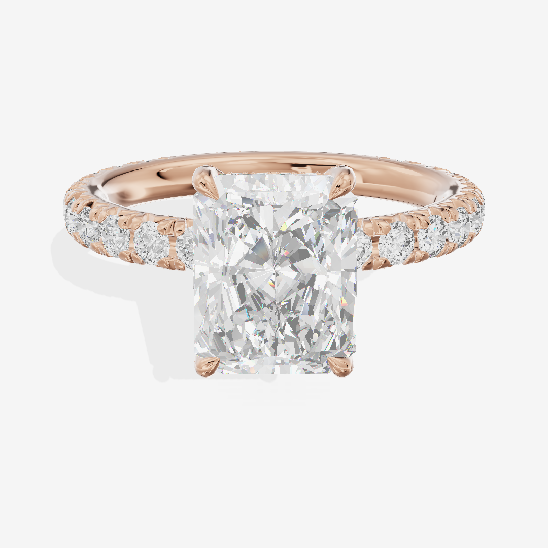 Eternal Coeurine Radiant Engagement Ring with Side Stones (3/5 ct. tw.) in 18K Rose Gold