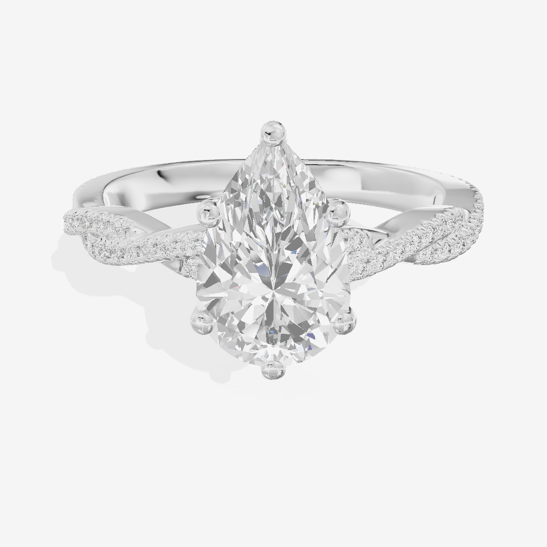 Petite Lightwoven Pear Pavé Engagement Ring (1/4 ct. tw.) in 18K White Gold