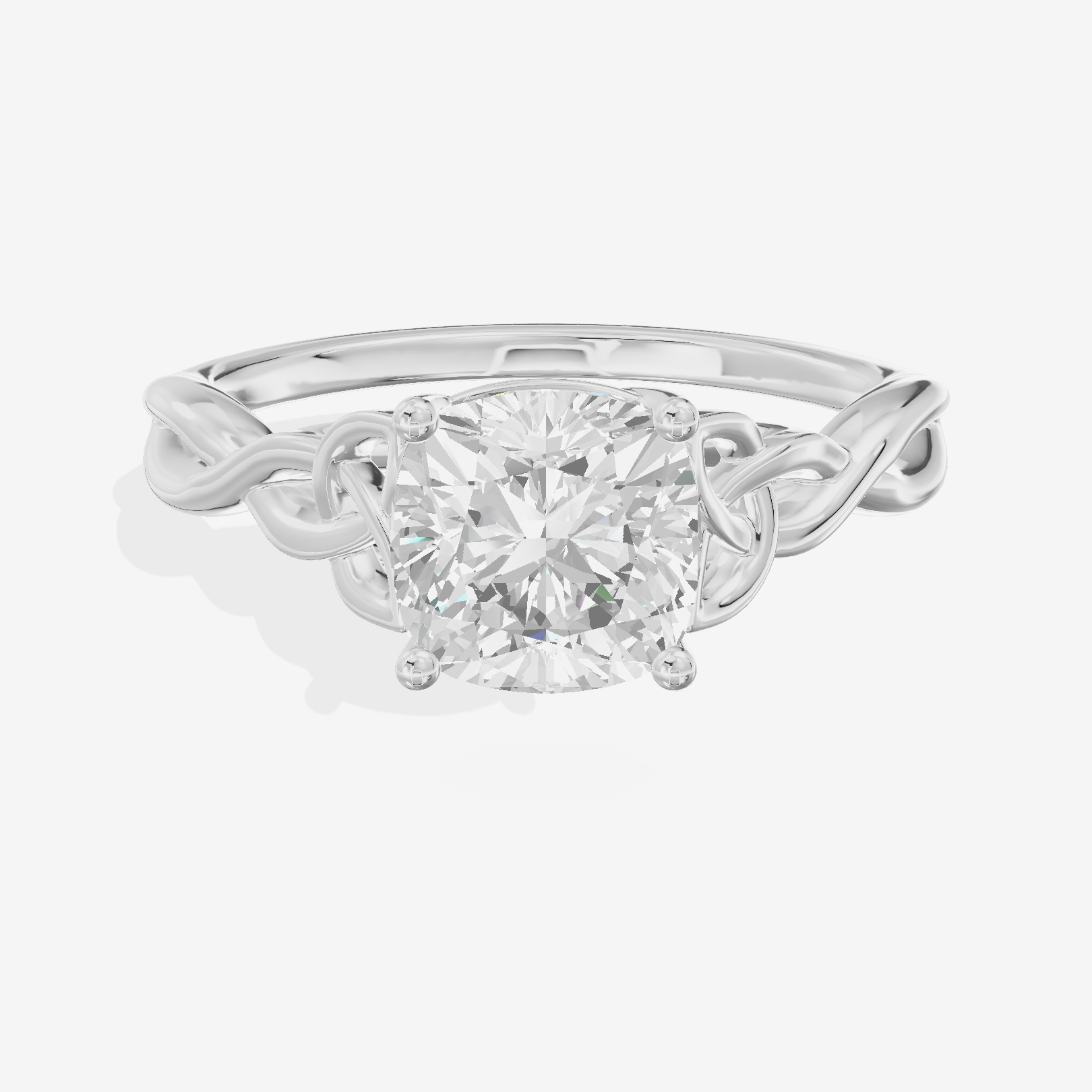 Modern Vowsae 2.5mm Cushion Solitaire Engagement Ring in 18K White Gold