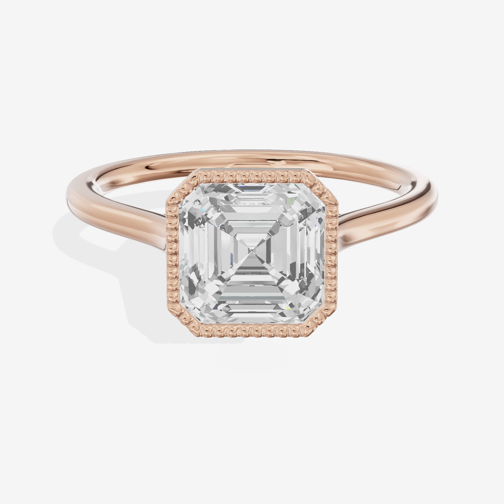 Modern Coeurine 1.5mm Asscher Bezel Engagement Ring in 14K Rose Gold