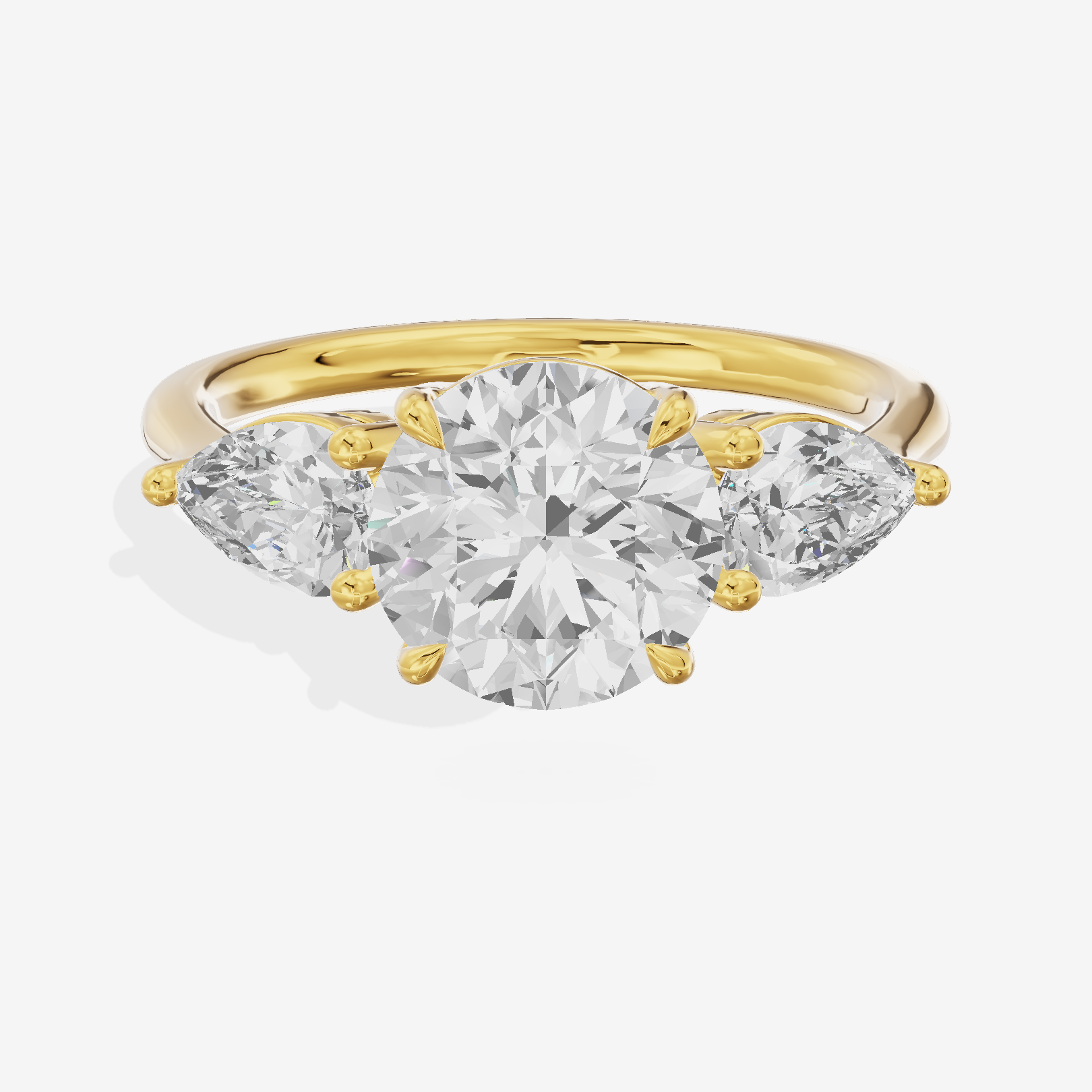 Luxe Adorae Three Stone Round Engagement Ring (3/4 ct. tw.) in 14K Yellow Gold