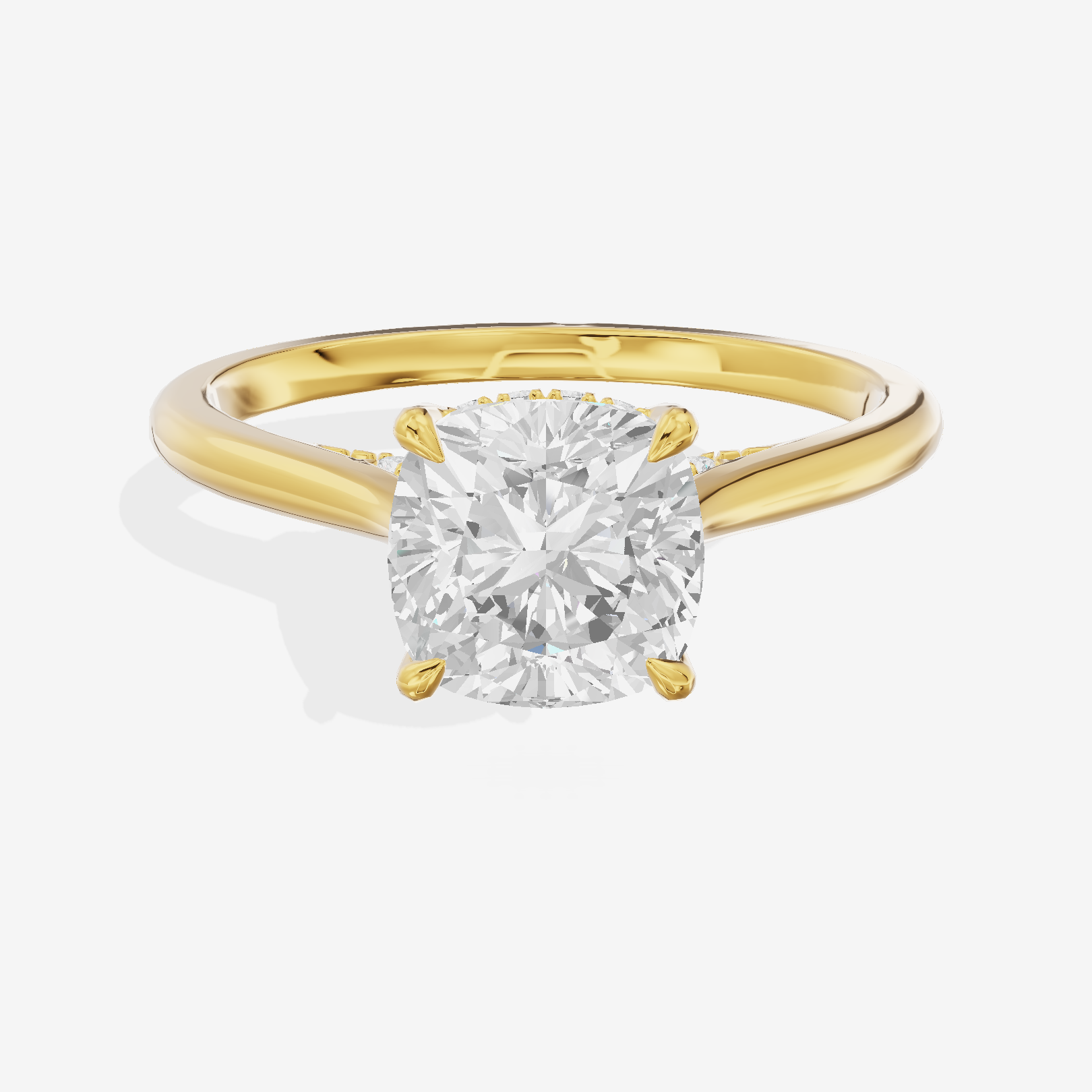 Grand Linger Cushion Engagement Ring with Side Stones (1/10 ct. tw.) in 14K Yellow Gold