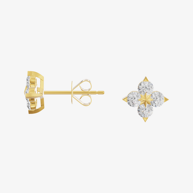 Clover Star Cluster Stud Earrings (3/4 ct. tw.) in 18K Yellow Gold