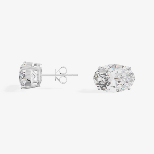 Oval Solitaire Stud Earrings (3.03 ct. tw.) in 18K White Gold