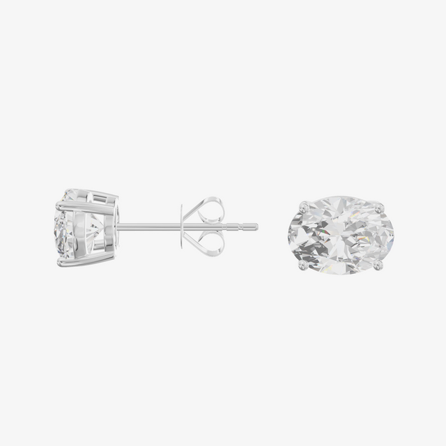 Oval Solitaire Stud Earrings (1.09 ct. tw.) in 18K White Gold
