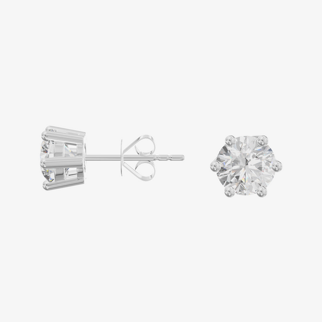 Six-Prong Round Stud Earrings (1.09 ct. tw.) in 18K White Gold