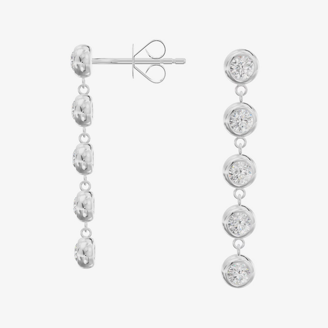 Bezel Graduated Linear Drop Earrings (1/2 ct. tw.) in 18K White Gold