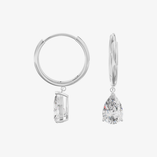 Pear Drop Huggie Hoop Earrings (1/2 ct. tw.) in 18K White Gold