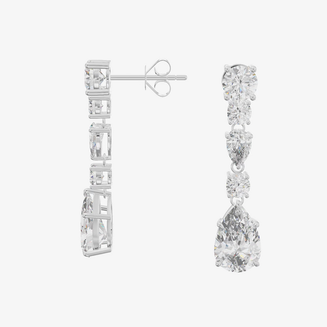 Graduated Pear Linear Drop Earrings (1.59 ct. tw.) in 18K White Gold