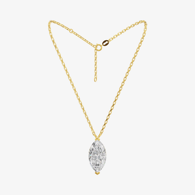 Floating Marquise Solitaire Pendant (1.01 ct.) in 18K Yellow Gold