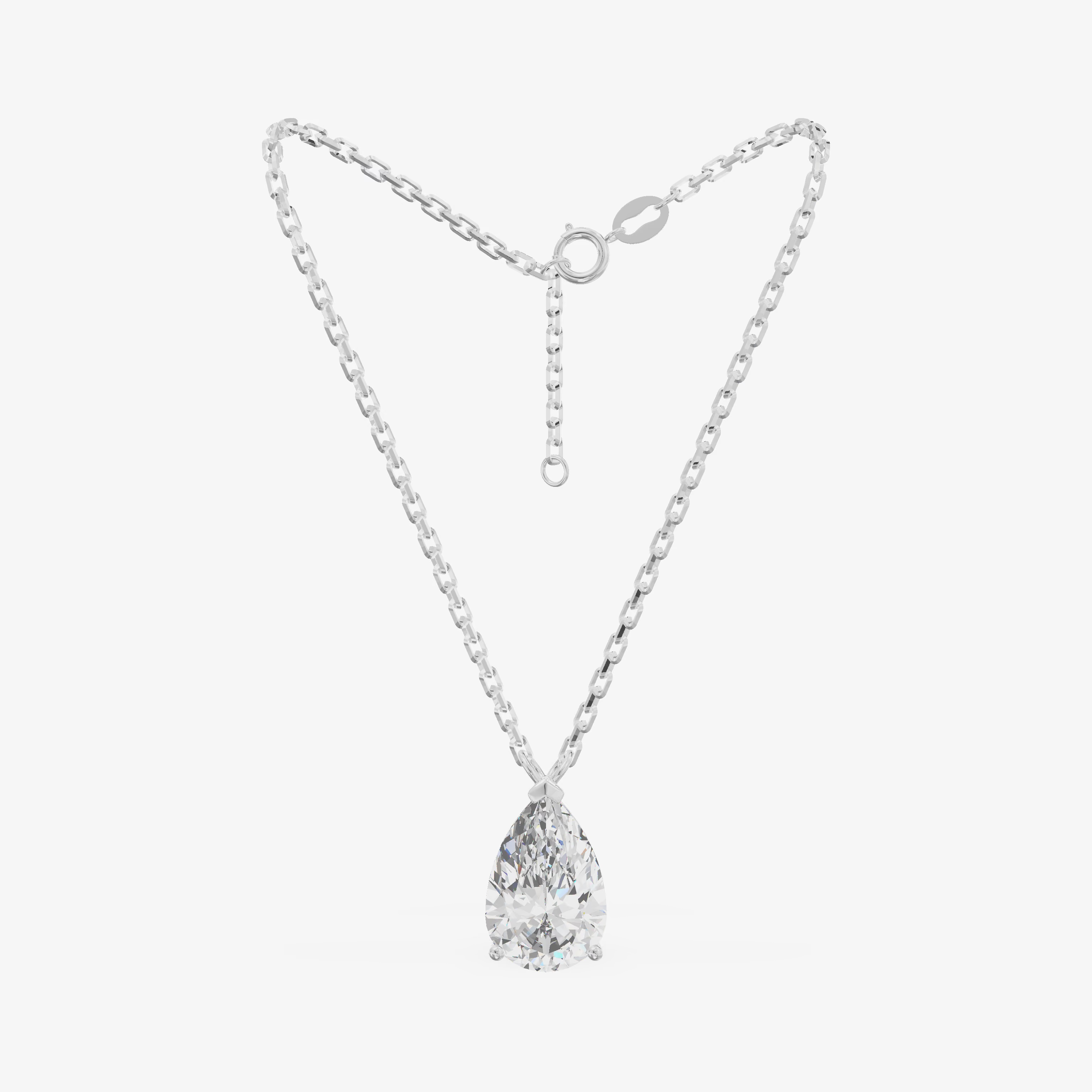 Floating Pear Solitaire Pendant (1 ct.) in 18K White Gold