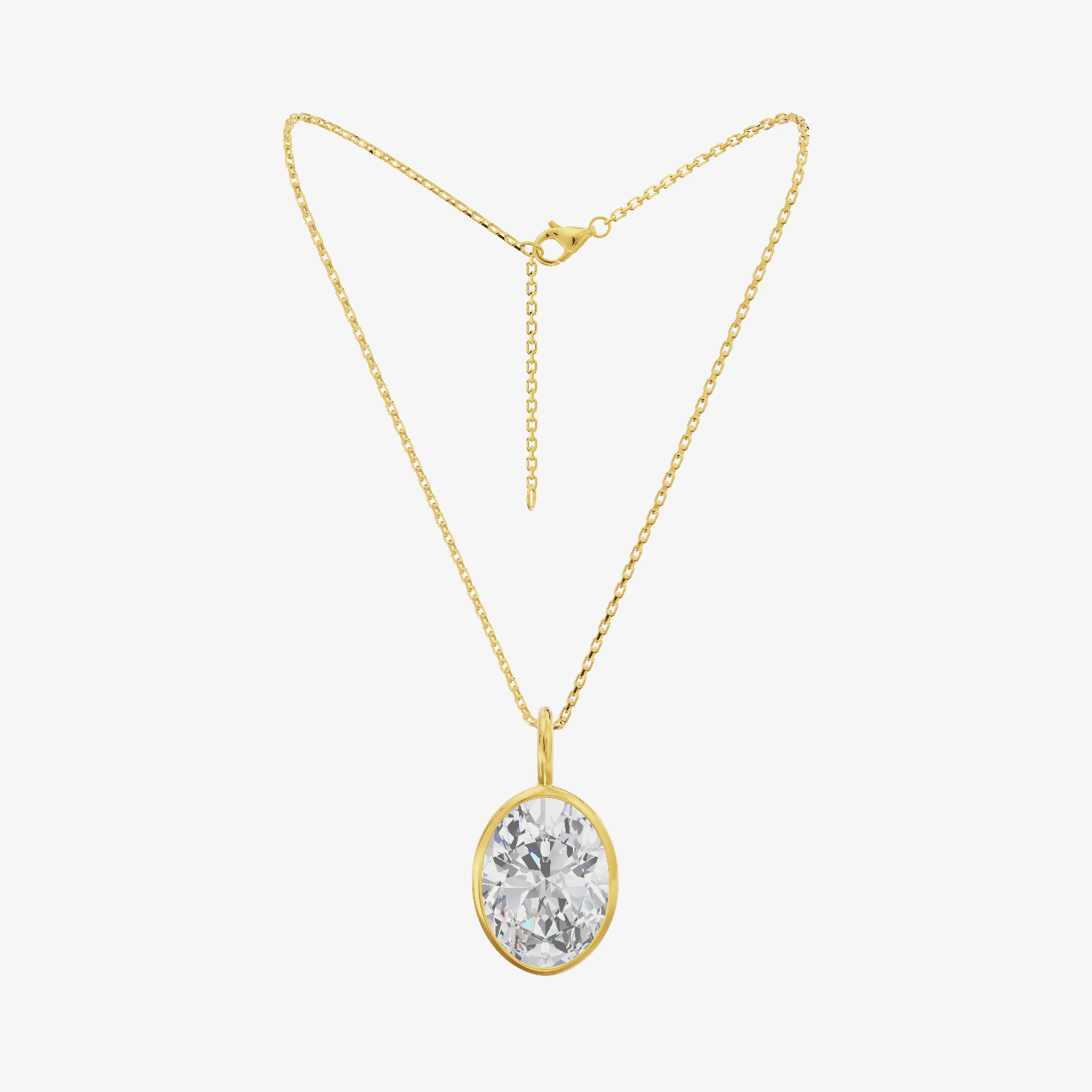 Bezel Oval Solitaire Pendant (1.32 ct.) in 18K Yellow Gold