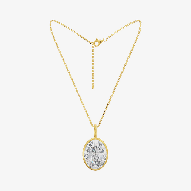 Bezel Oval Solitaire Pendant (1.32 ct.) in 18K Yellow Gold