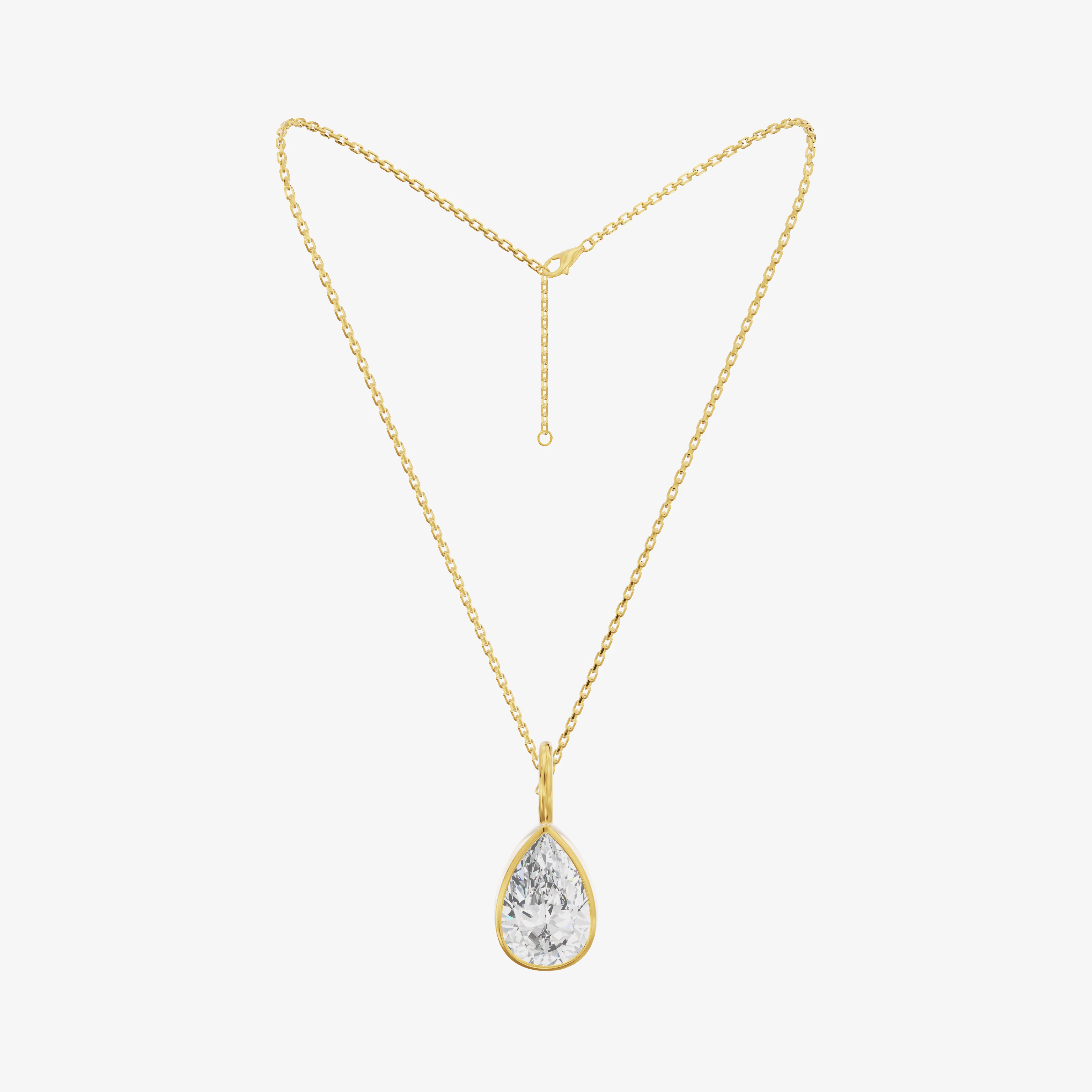 Bezel Pear Solitaire Pendant (1.06 ct.) in 18K Yellow Gold