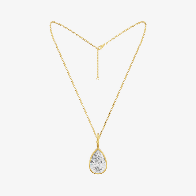 Bezel Pear Solitaire Pendant (1.06 ct.) in 18K Yellow Gold