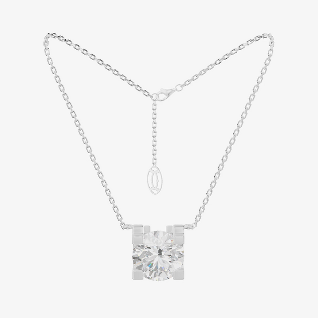 Basket Round Solitaire Pendant (1/2 ct.) in 18K White Gold