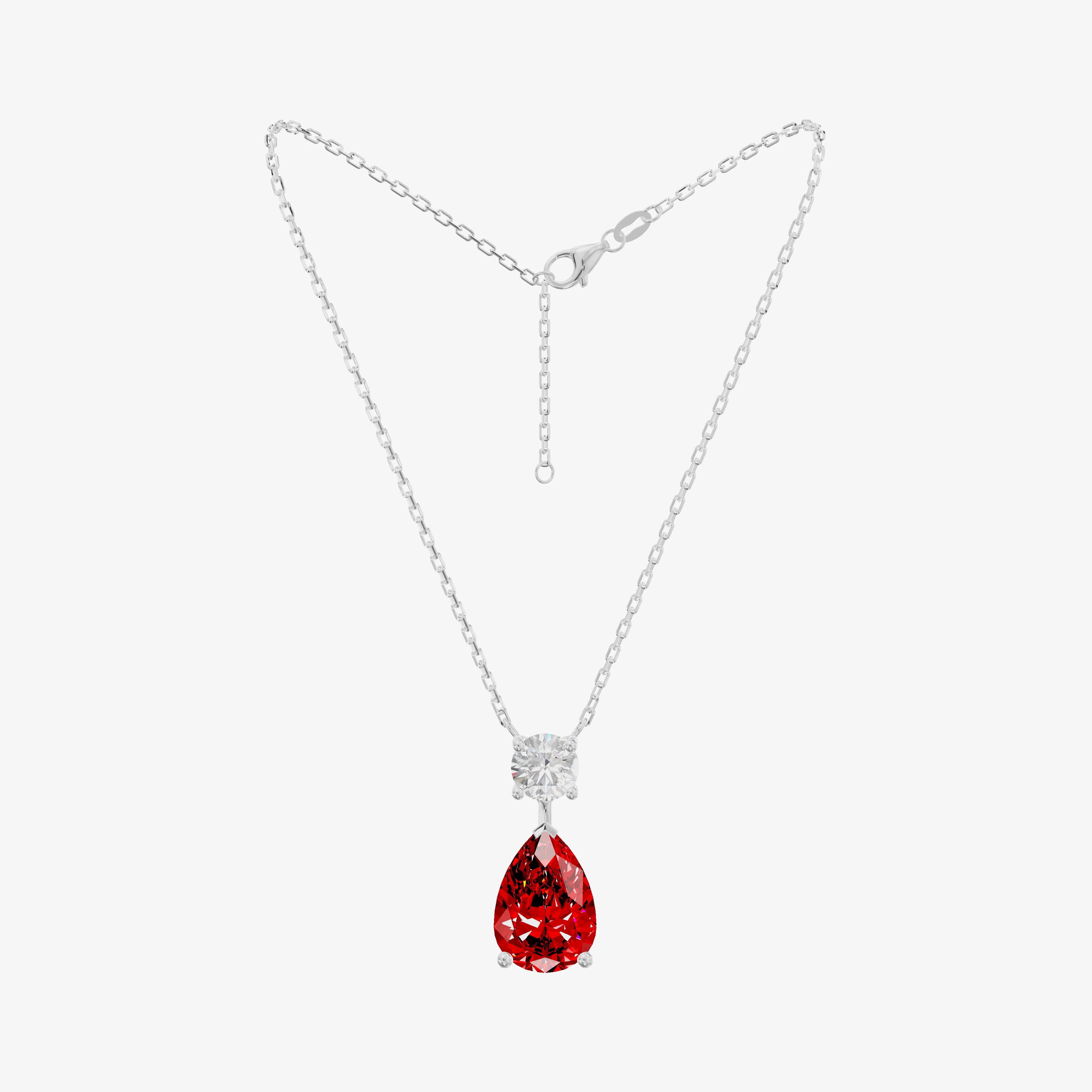 Round and Pear Gemstone Drop Pendant (1.47 ct. tw.) in 18K White Gold