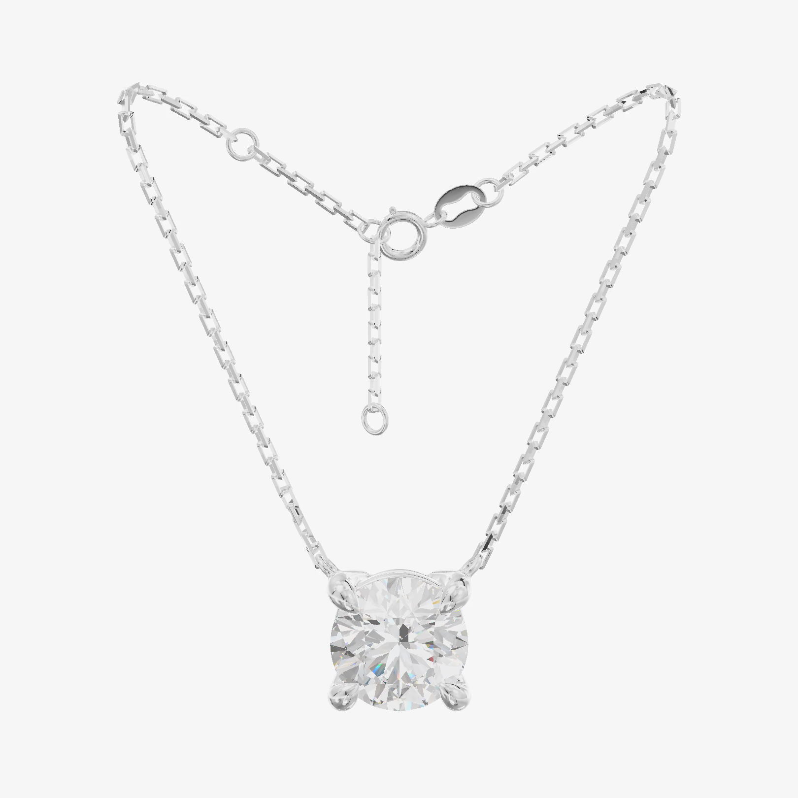 Basket Round Solitaire Pendant (1/2 ct.) in 18K White Gold