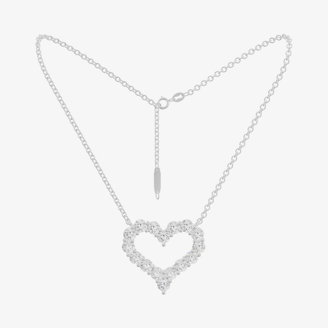 Open Heart Pavé Pendant (5/8 ct. tw.) in 18K White Gold