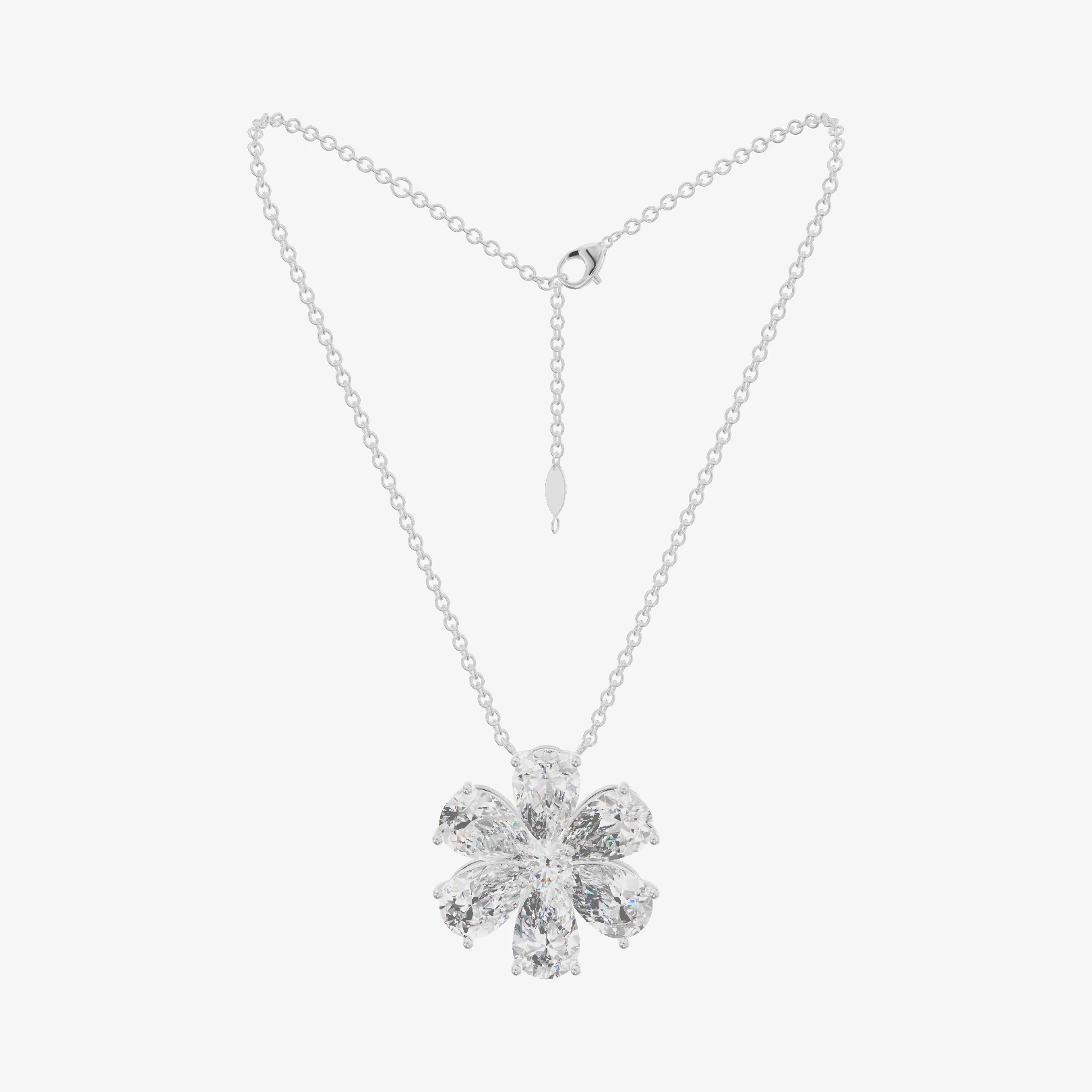 Six Pear Petal Flower Pendant (1.25 ct. tw.) in 18K White Gold