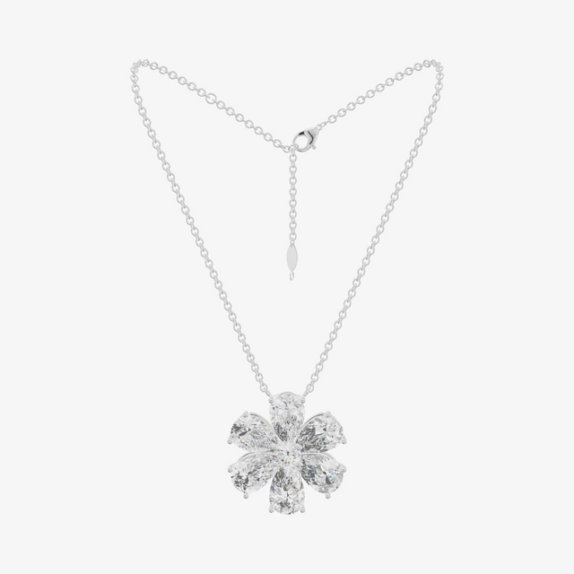 Six Pear Petal Flower Pendant (1.25 ct. tw.) in 18K White Gold