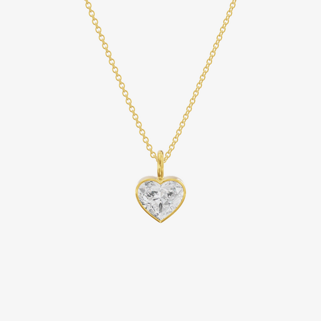 Bezel Heart Pendant (1.1 ct.) in 18K Yellow Gold