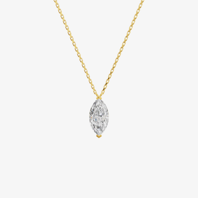 Floating Marquise Solitaire Pendant (1.01 ct.) in 18K Yellow Gold