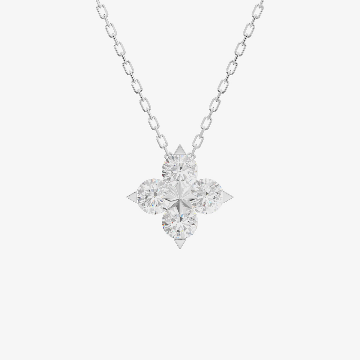 Clover Star Cluster Pendant (1/2 ct. tw.) in 18K White Gold