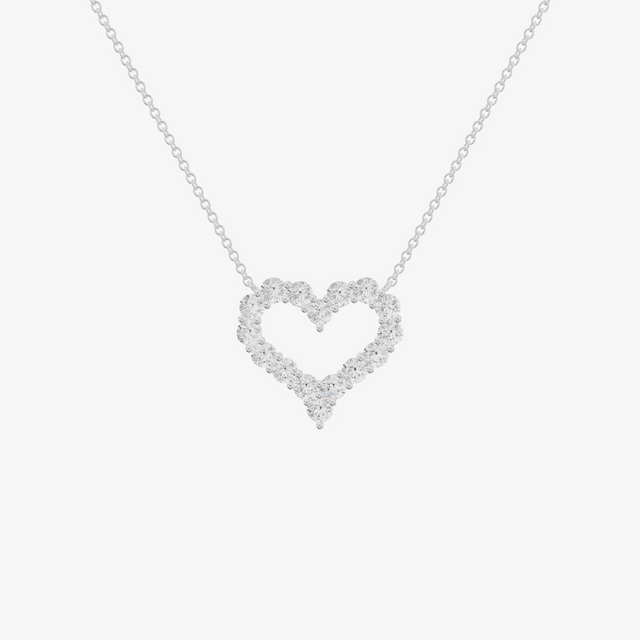 Open Heart Pavé Pendant (5/8 ct. tw.) in 18K White Gold