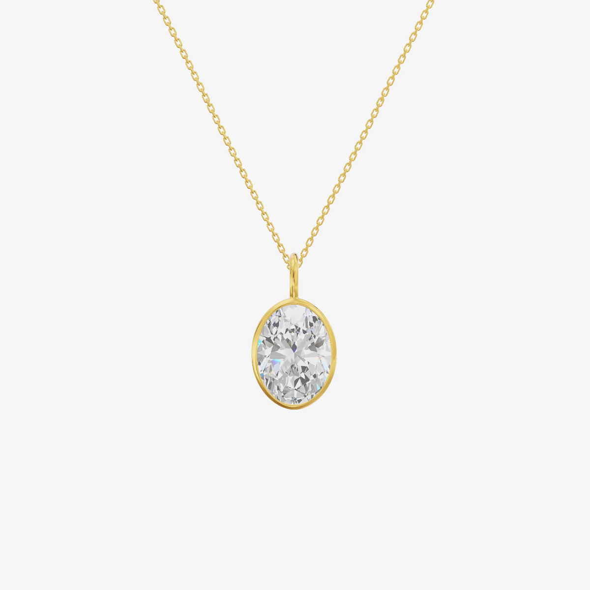 Bezel Oval Solitaire Pendant (1.32 ct.) in 18K Yellow Gold