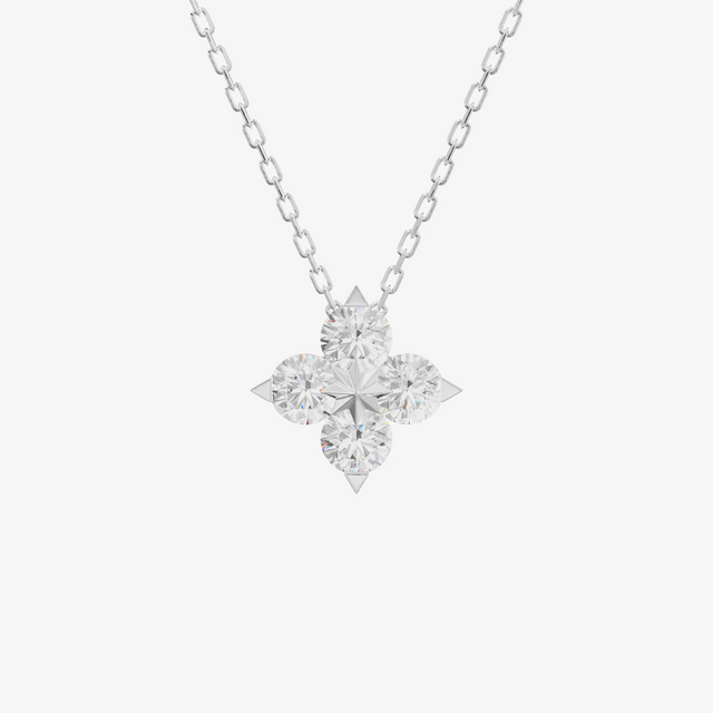 Clover Star Cluster Pendant (1/2 ct. tw.) in 18K White Gold