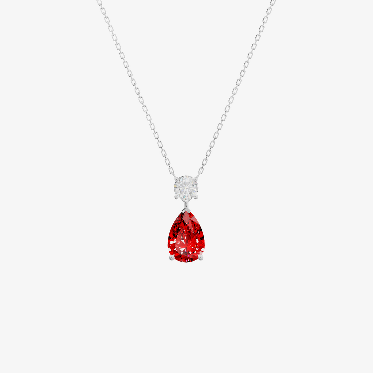 Round and Pear Gemstone Drop Pendant (1.47 ct. tw.) in 18K White Gold