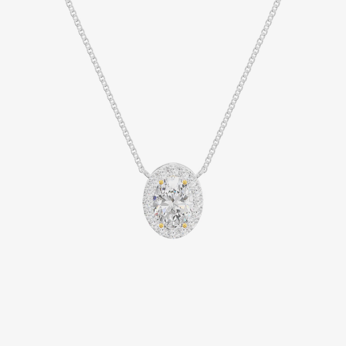 Oval Necklace (1.07 ct. tw.) in 18K White Gold