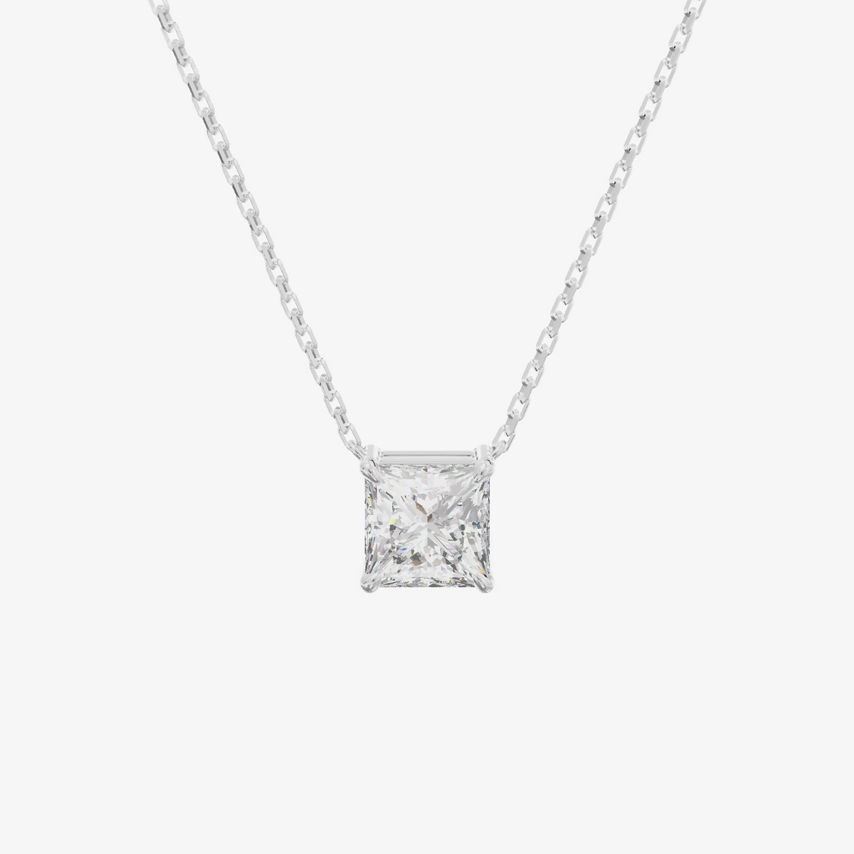 Basket Princess Solitaire Pendant (1.04 ct.) in 18K White Gold