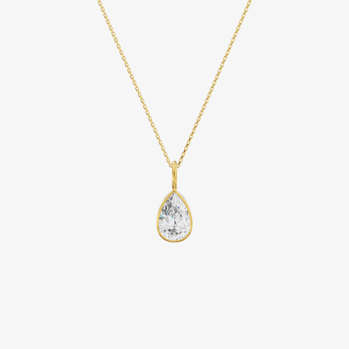 Bezel Pear Solitaire Pendant (1.06 ct.) in 18K Yellow Gold