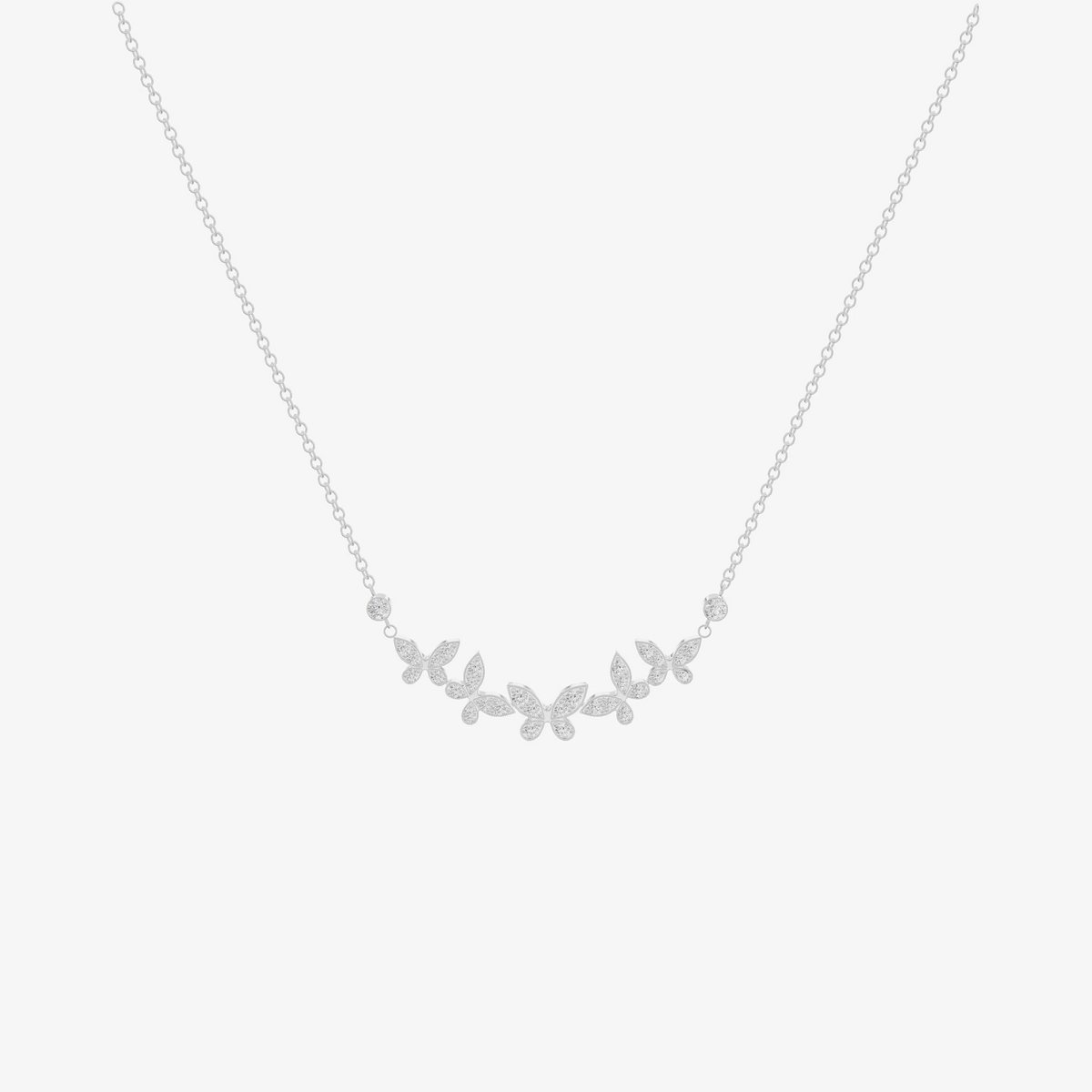 Vine Marquise Leaf Curved Bar Necklace (1/4 ct. tw.) in 18K White Gold