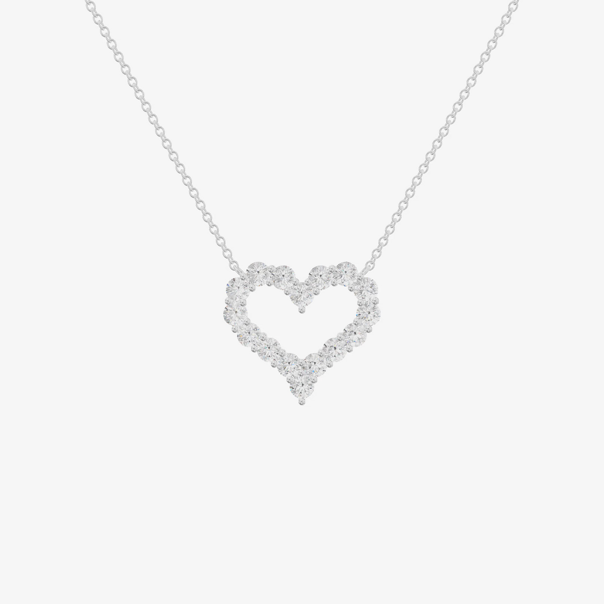 Open Heart Pavé Pendant (5/8 ct. tw.) in 18K White Gold