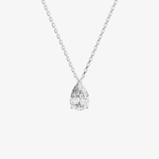 Floating Pear Solitaire Pendant (1 ct.) in 18K White Gold