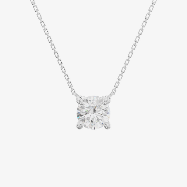 Basket Round Solitaire Pendant (1/2 ct.) in 18K White Gold
