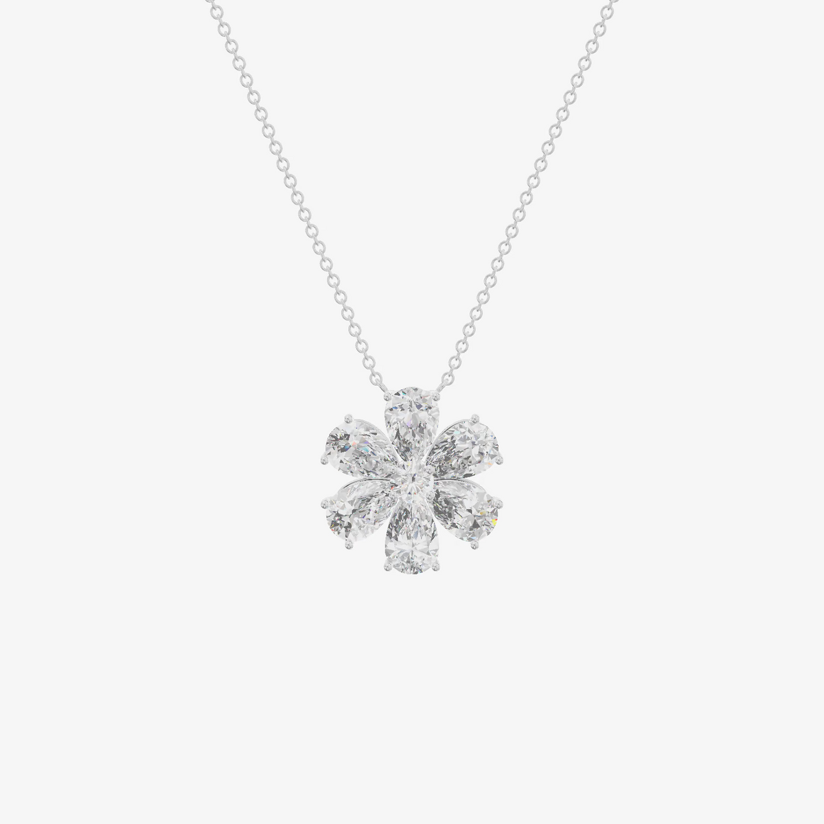 Six Pear Petal Flower Pendant (1.25 ct. tw.) in 18K White Gold