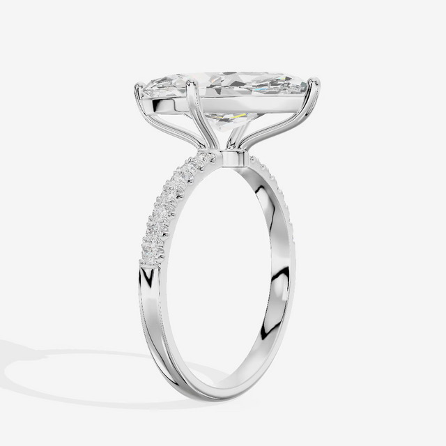 Hidden Halo Pavé Marquise Engagement Ring (3.35 ct. tw.) in 18K White Gold