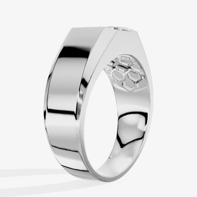 Low Profile Emerald Men's Ring (1.08 ct.) in 18K White Gold