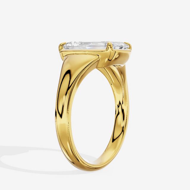 East-West Bezel Emerald Signet Engagement Ring (5.02 ct.) in 18K Yellow Gold