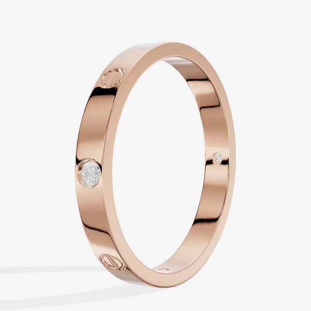 Screw Motif Flat Wedding Band (1/10 ct. tw.) in 18K Rose Gold