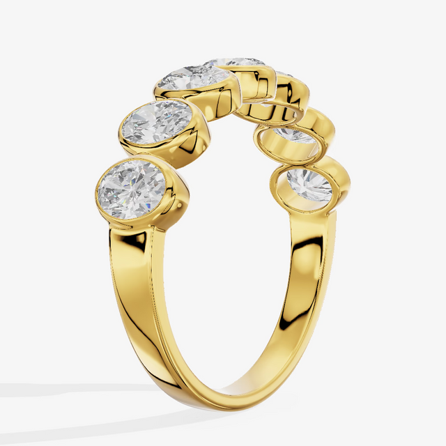 Vintage Bezel Half Eternity Oval Diamond Band (1.43 ct. tw.) in 14K Yellow Gold