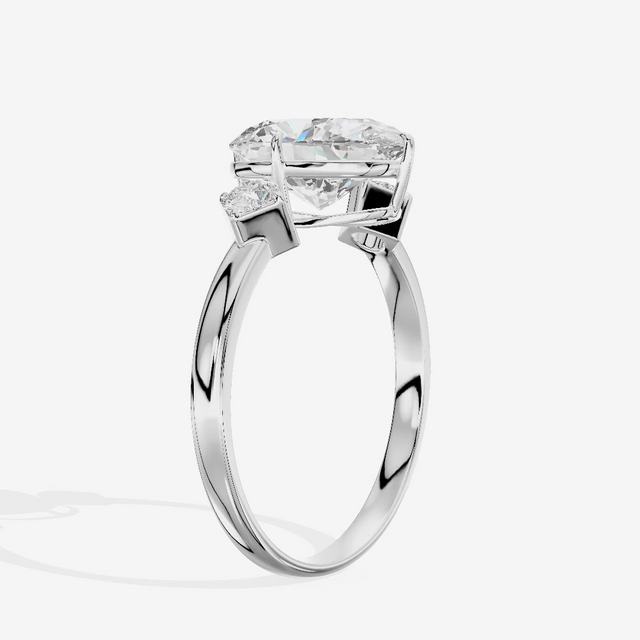 Three Stone Baguette Oval Engagement Ring (3.02 ct. tw.) in 18K White Gold